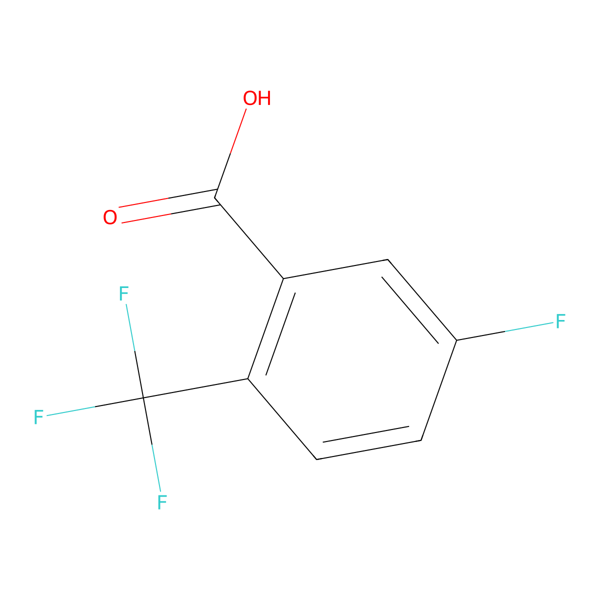 5-Fluoro-2-(trifluoromethyl)benzoic acid molecular structure, CAS 654-99-9