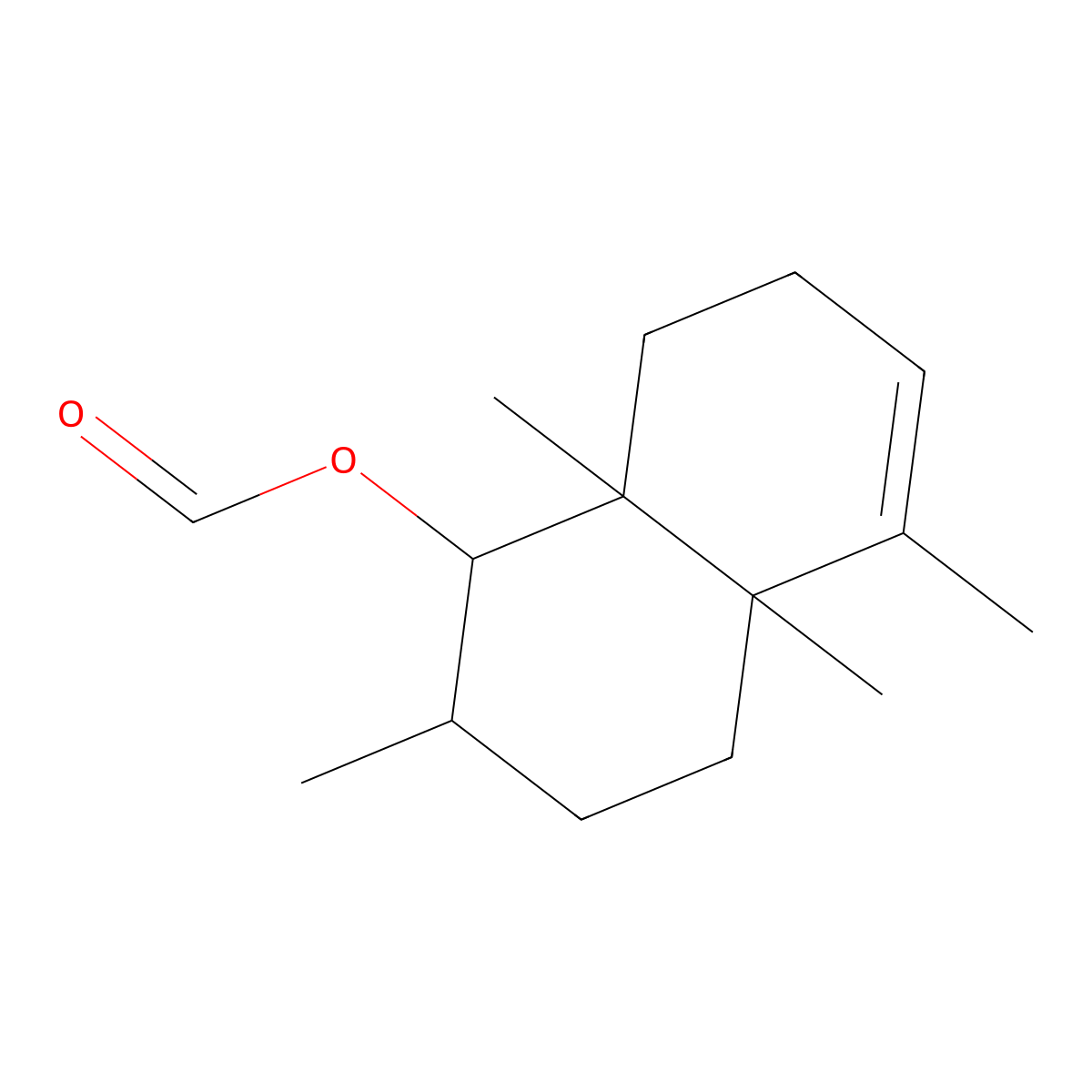 1-Naphthalenol, 1,2,3,4,4a,7,8,8a-octahydro-2,4a,5,8a-tetramethyl-, 1-formate molecular structure, CAS 65405-72-3