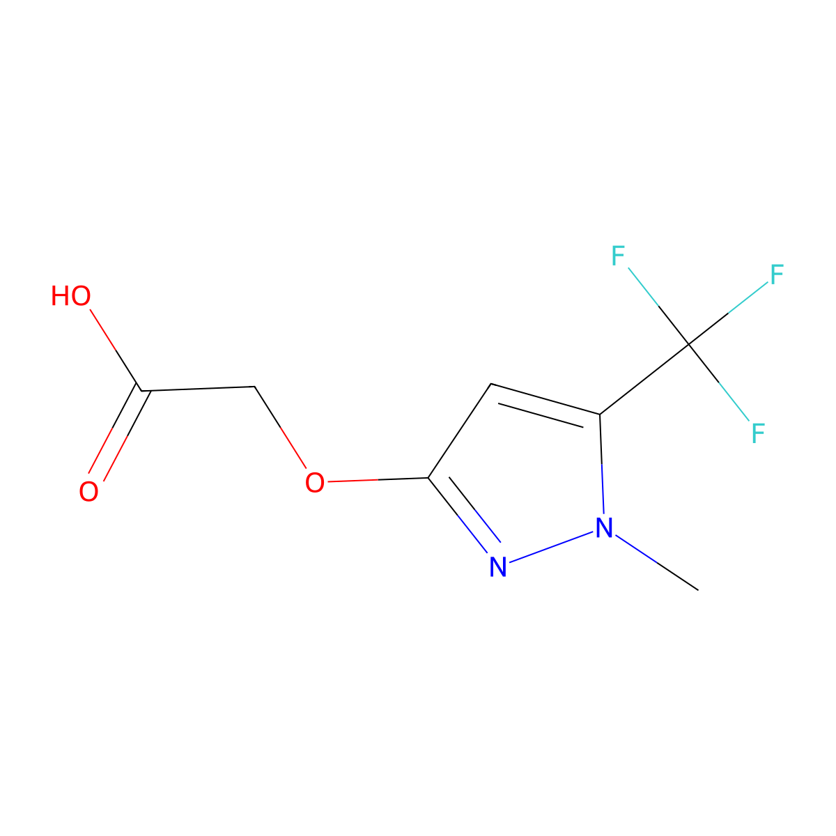 2-{[1-methyl-5-(trifluoromethyl)-1H-pyrazol-3-yl]oxy}acetic acid molecular structure, CAS 654051-28-2