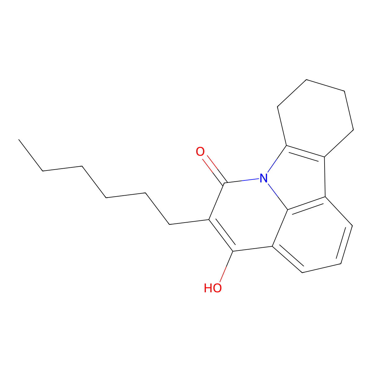 5-hexyl-4-hydroxy-8,9,10,11-tetrahydro-6H-pyrido[3,2,1-jk]carbazol-6-one molecular structure, CAS 654052-41-2