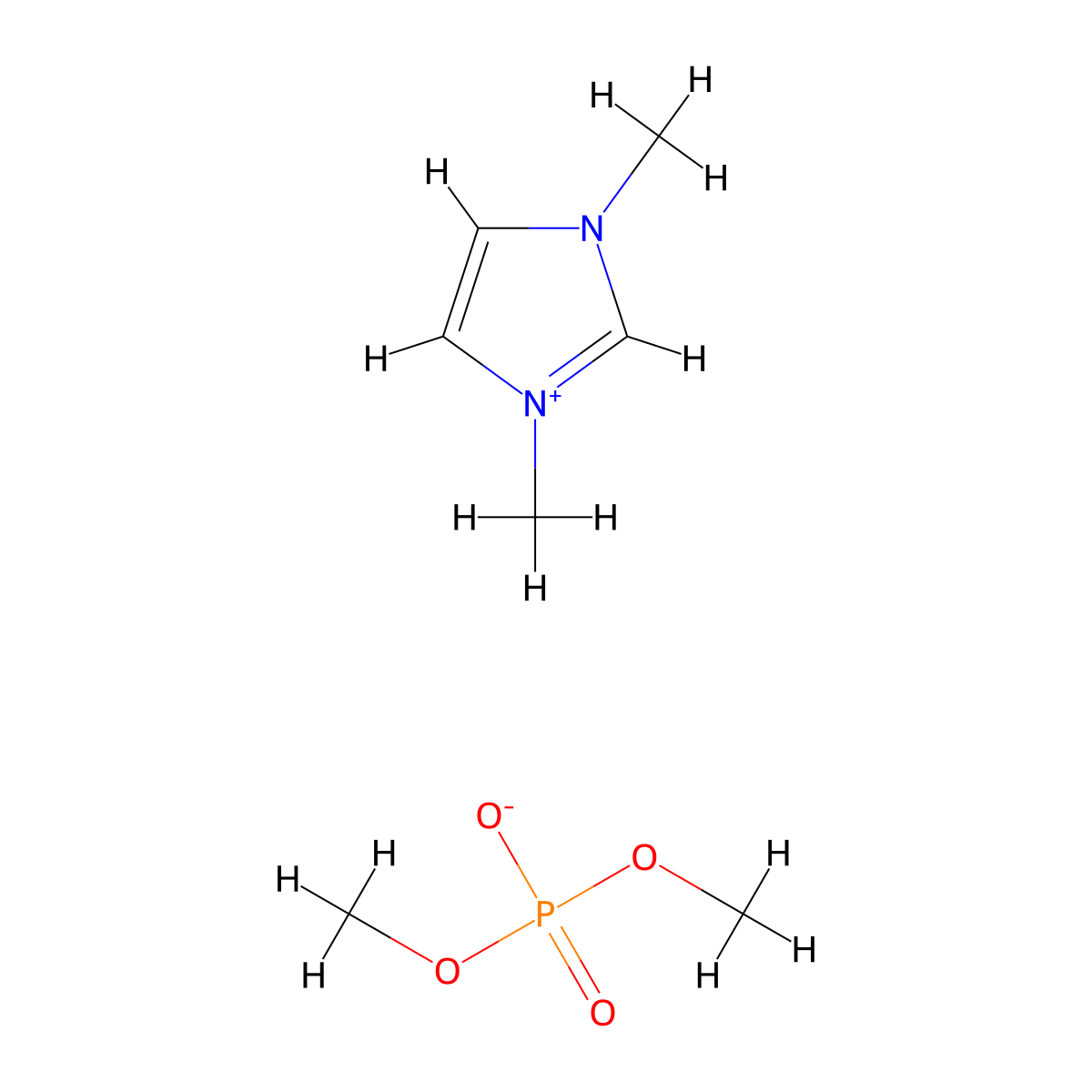 1,3-Dimethylimidazolium dimethylphosphate molecular structure, CAS 654058-04-5
