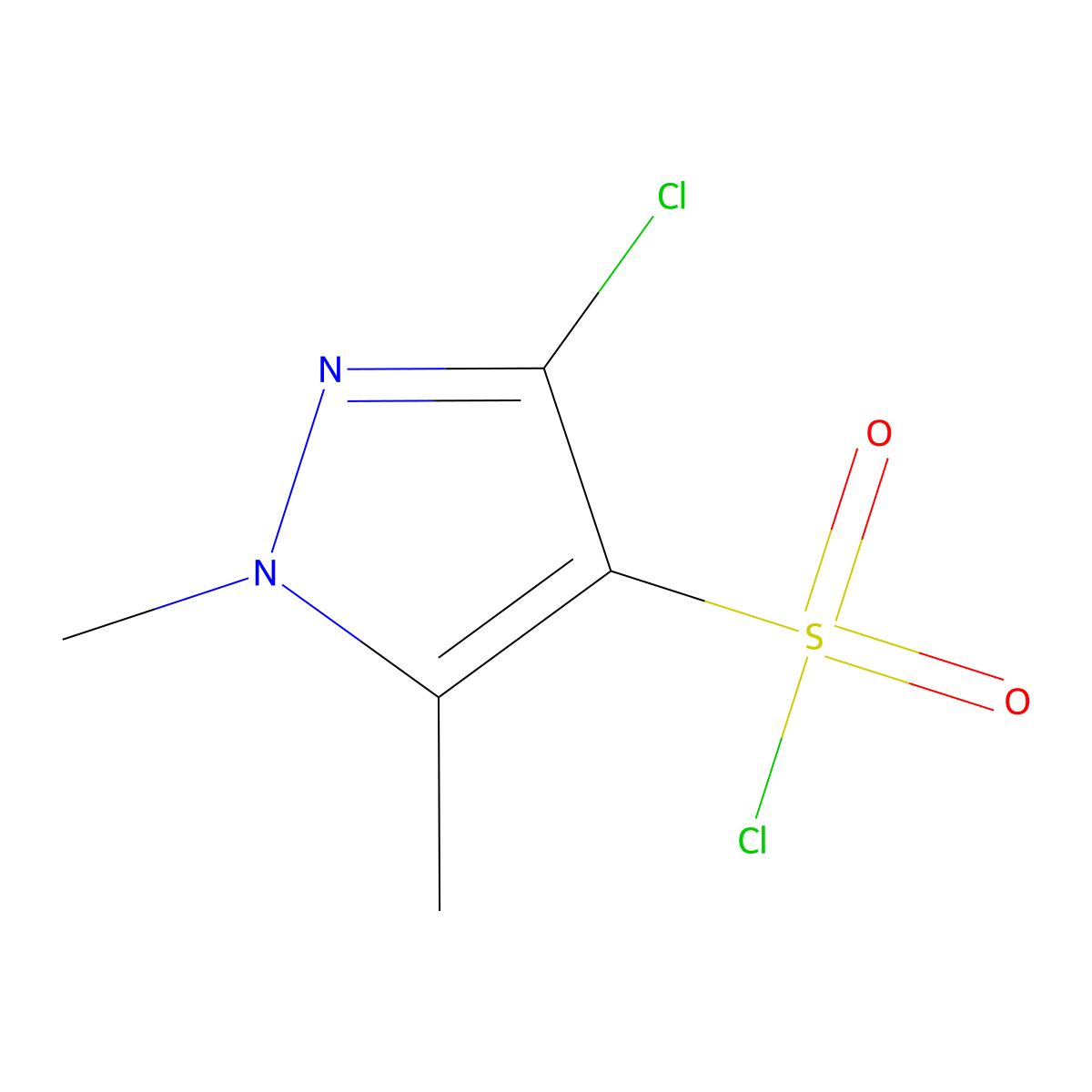 3-Chloro-1,5-dimethyl-1h-pyrazole-4-sulfonyl chloride molecular structure, CAS 654072-76-1