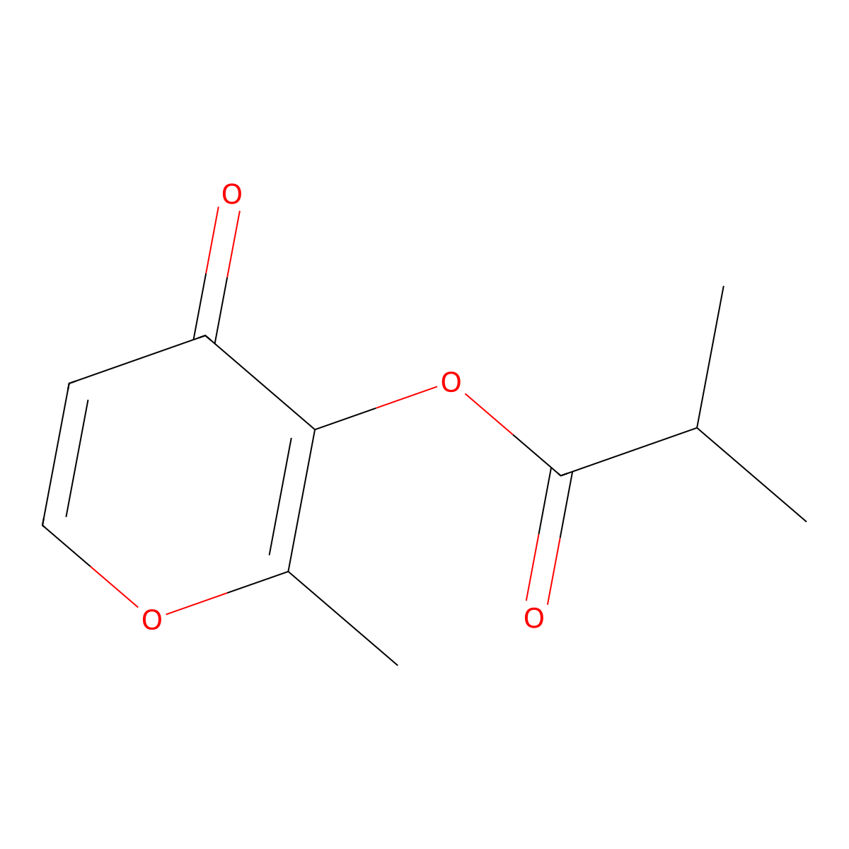 Maltyl isobutyrate molecular structure, CAS 65416-14-0