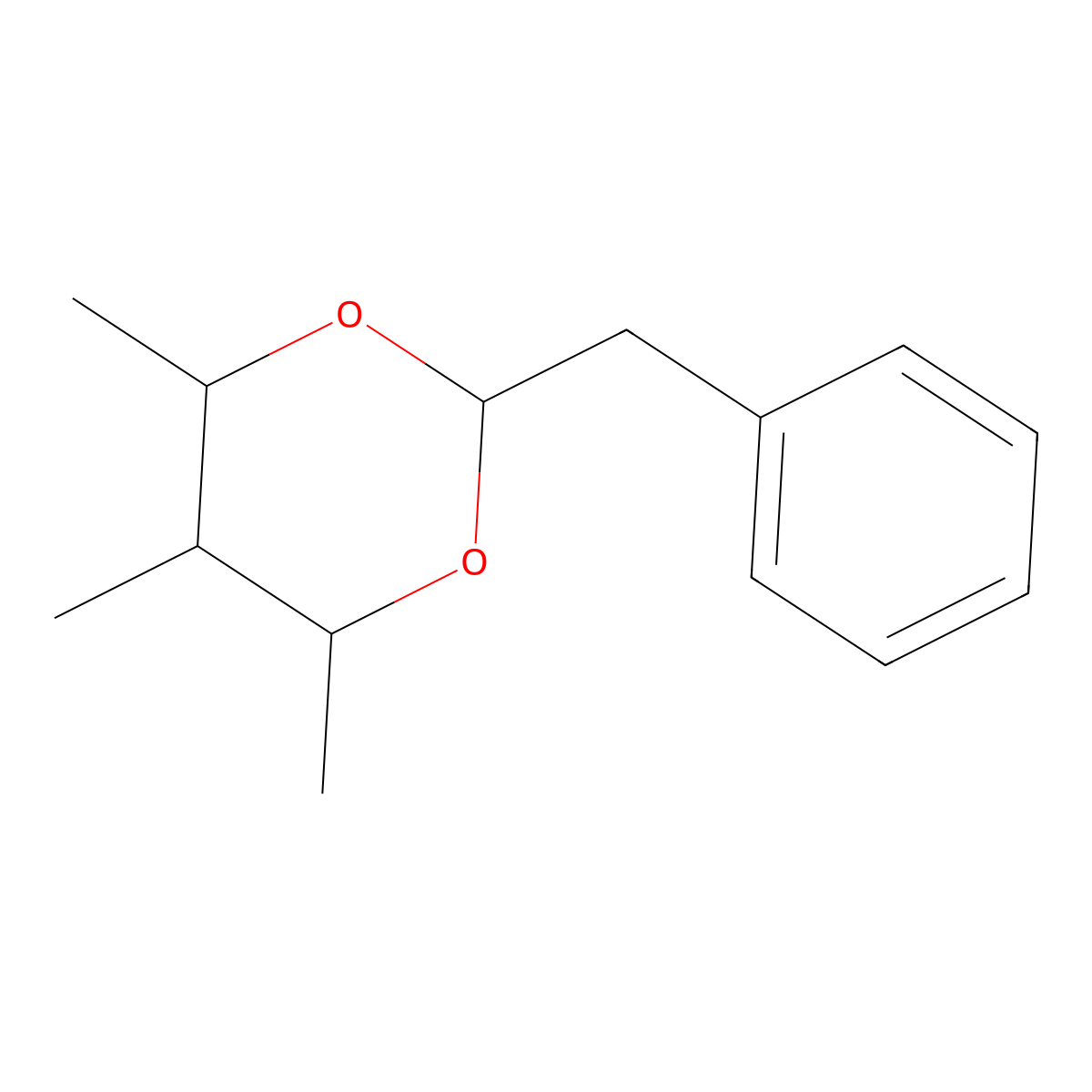 1,3-Dioxane, 4,5,6-trimethyl-2-(phenylmethyl)- molecular structure, CAS 65416-20-8