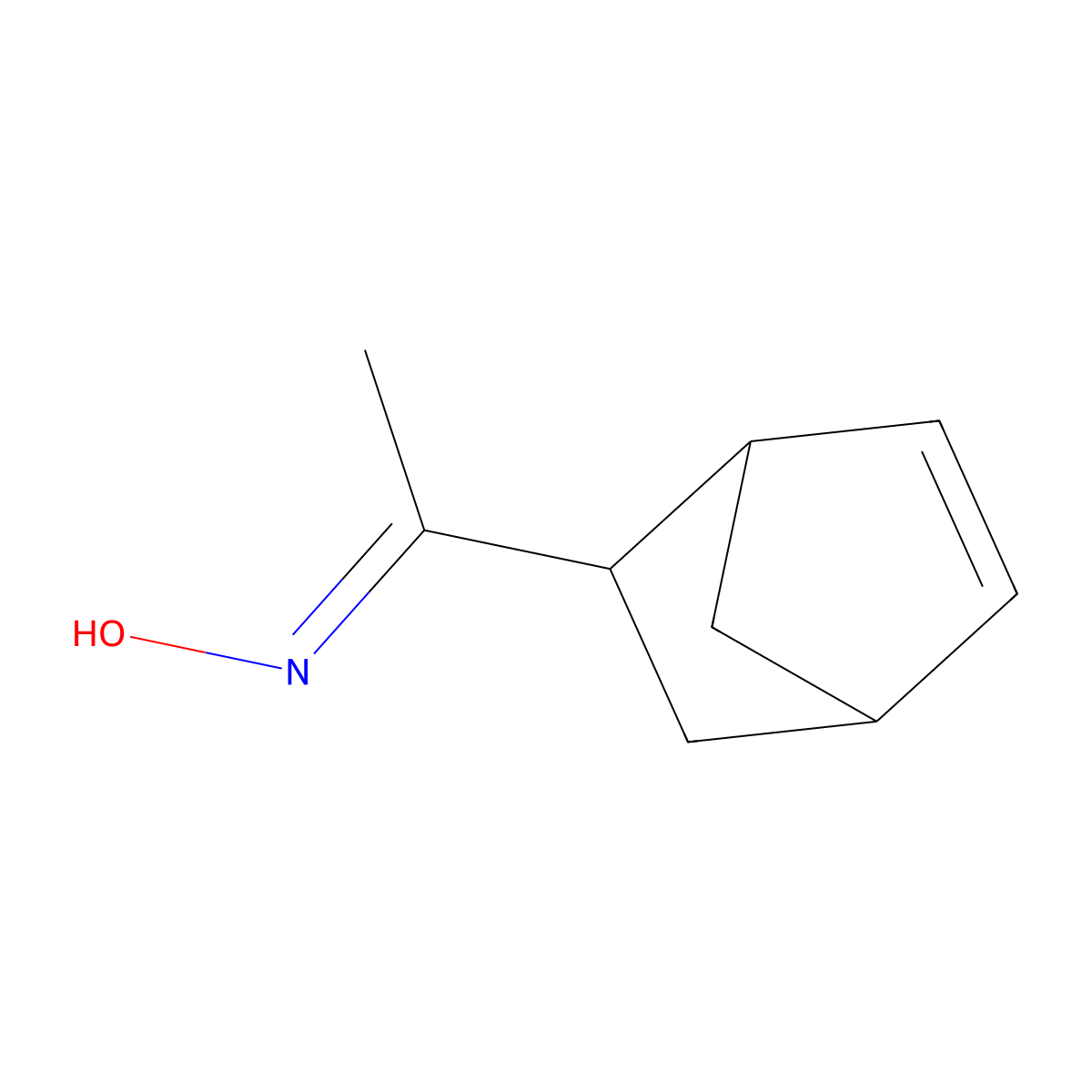 Ethanone, 1-bicyclo(2.2.1)hept-5-en-2-yl-, oxime molecular structure, CAS 65416-21-9
