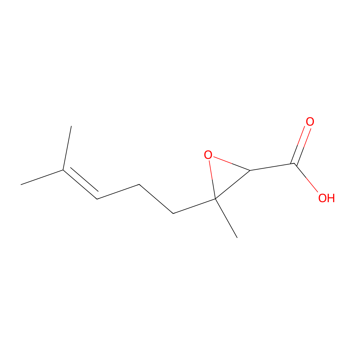 2-Oxiranecarboxylic acid, 3-methyl-3-(4-methyl-3-penten-1-yl)- molecular structure, CAS 65416-36-6