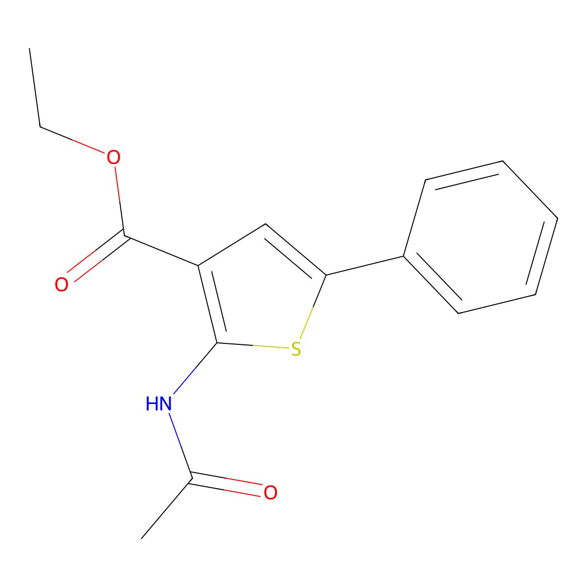 Ethyl 2-acetamido-5-phenylthiophene-3-carboxylate molecular structure, CAS 65416-87-7