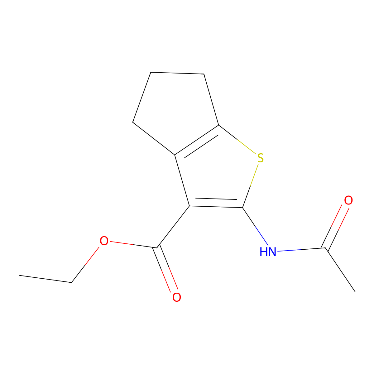 ethyl 2-acetamido-4H,5H,6H-cyclopenta[b]thiophene-3-carboxylate molecular structure, CAS 65416-88-8