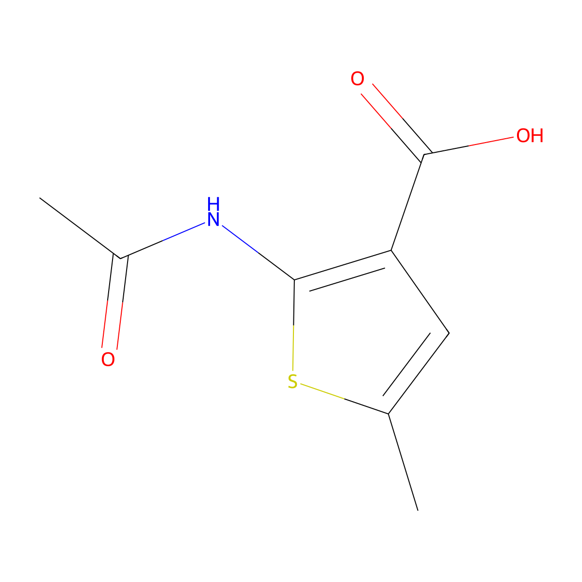 2-Acetamido-5-methylthiophene-3-carboxylic acid molecular structure, CAS 65416-94-6