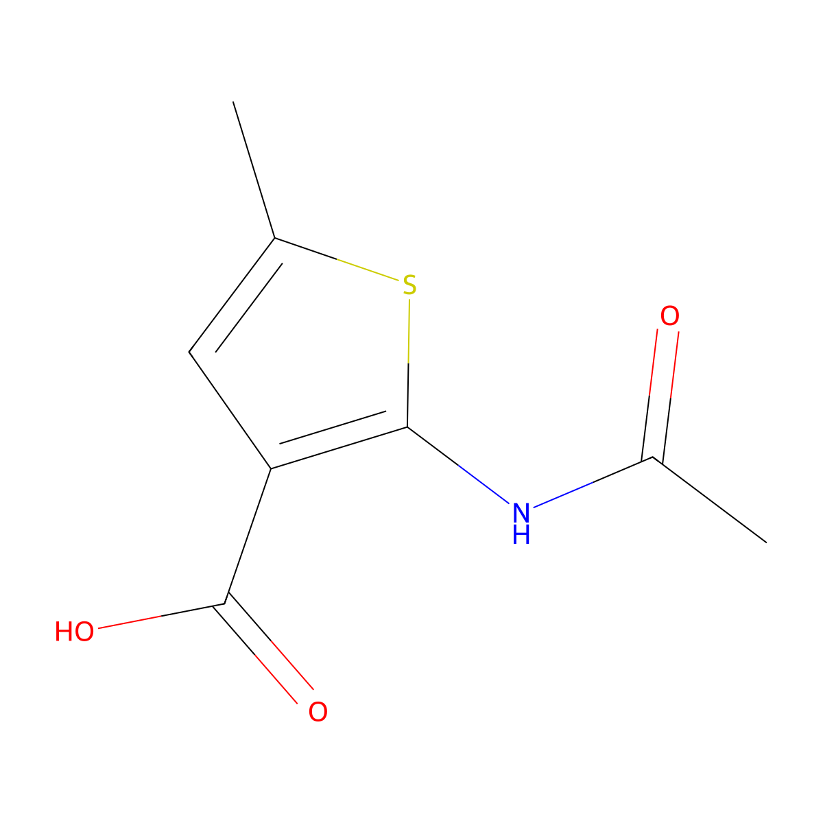 2-Acetamido-5-methylthiophene-3-carboxylic acid molecular structure, CAS 65416-94-6