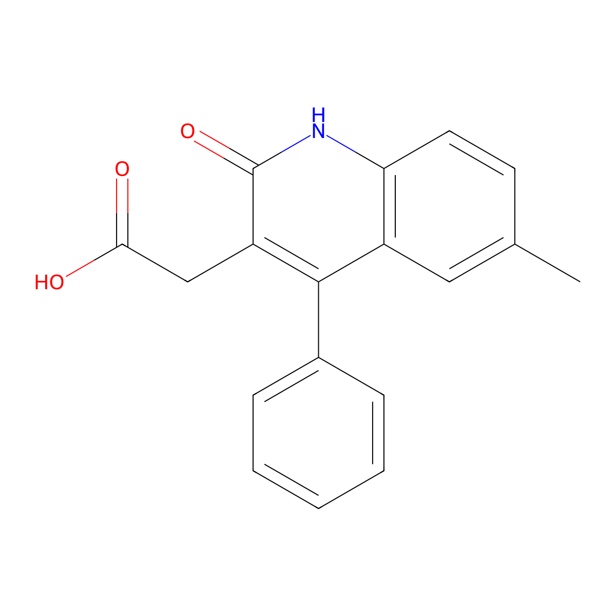 2-(6-Methyl-2-oxo-4-phenyl-1,2-dihydroquinolin-3-yl)acetic acid molecular structure, CAS 65418-08-8