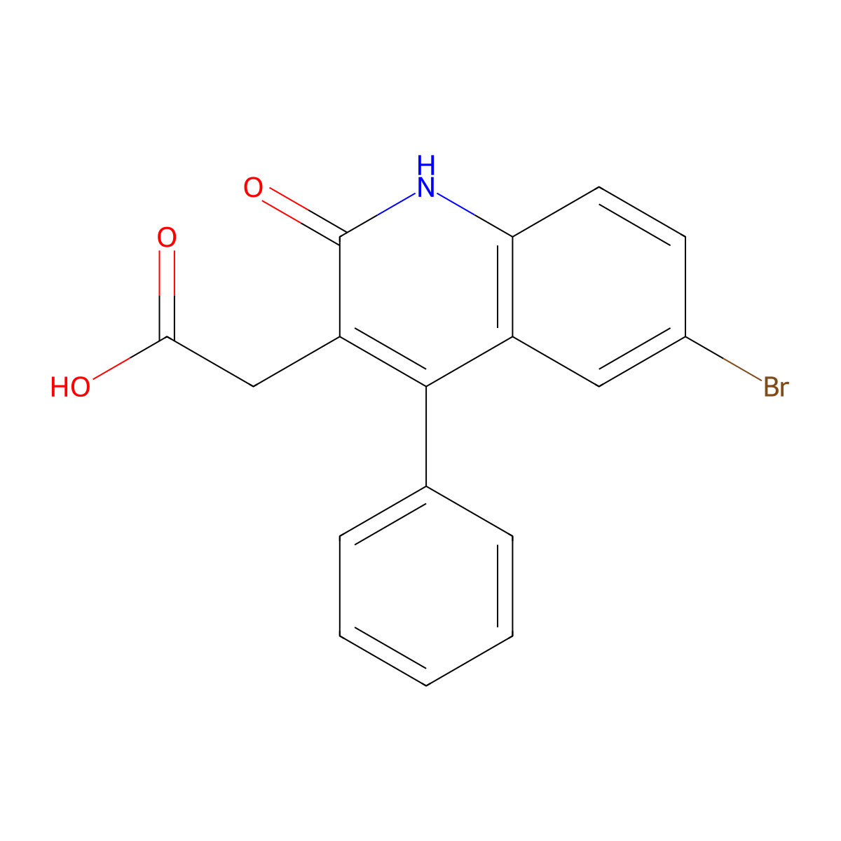 2-(6-Bromo-2-hydroxy-4-phenylquinolin-3-yl)acetic acid molecular structure, CAS 65418-09-9