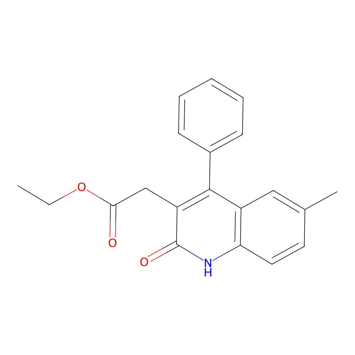 Ethyl 2-(6-methyl-2-oxo-4-phenyl-1,2-dihydroquinolin-3-yl)acetate molecular structure, CAS 65418-22-6