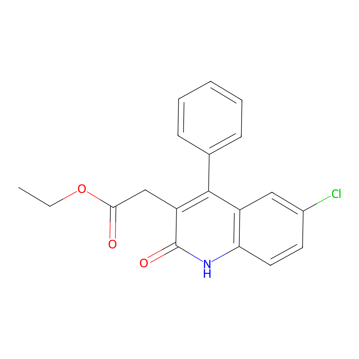 Ethyl 2-(6-chloro-2-oxo-4-phenyl-1,2-dihydroquinolin-3-yl)acetate molecular structure, CAS 65418-24-8