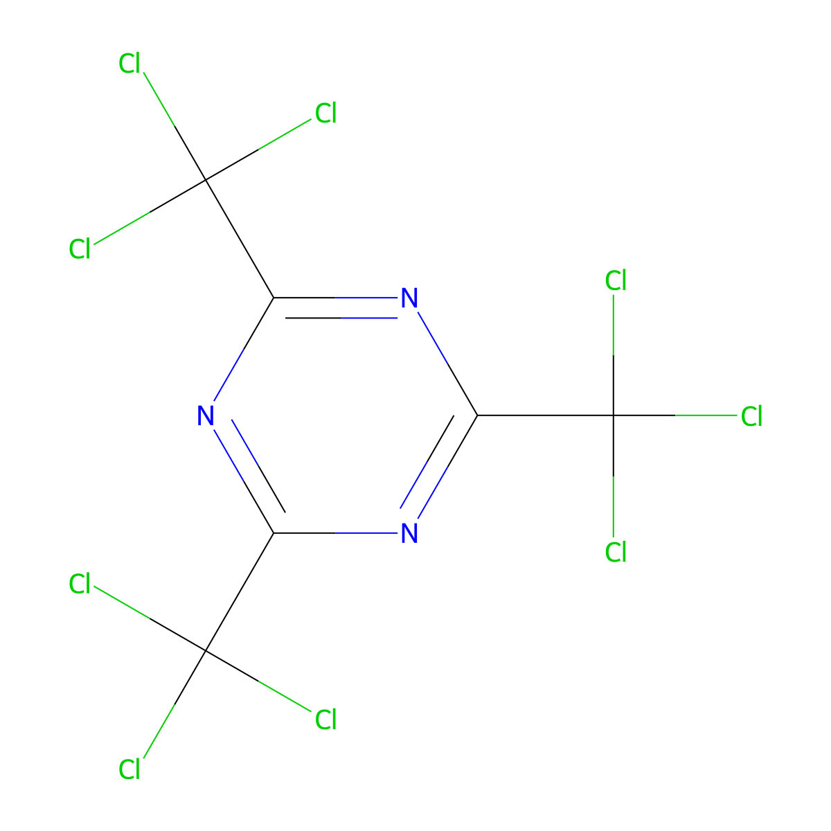 1,3,5-Triazine, 2,4,6-tris(trichloromethyl)- molecular structure, CAS 6542-67-2