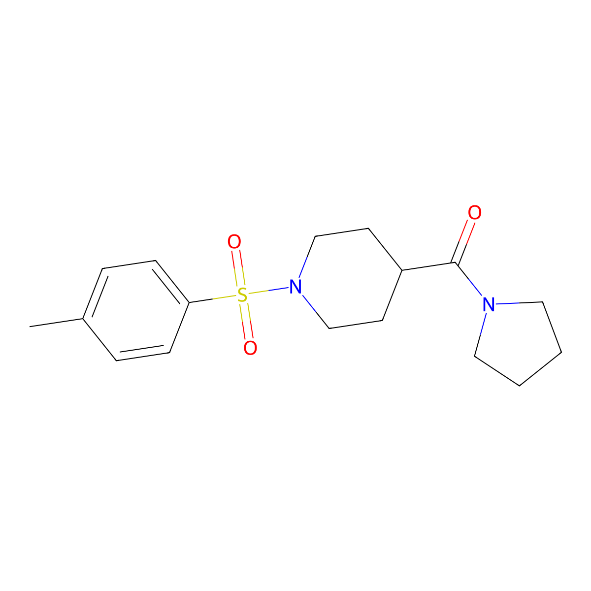 [1-(4-Methylphenyl)sulfonylpiperidin-4-yl]-pyrrolidin-1-ylmethanone molecular structure, CAS 6542-72-9