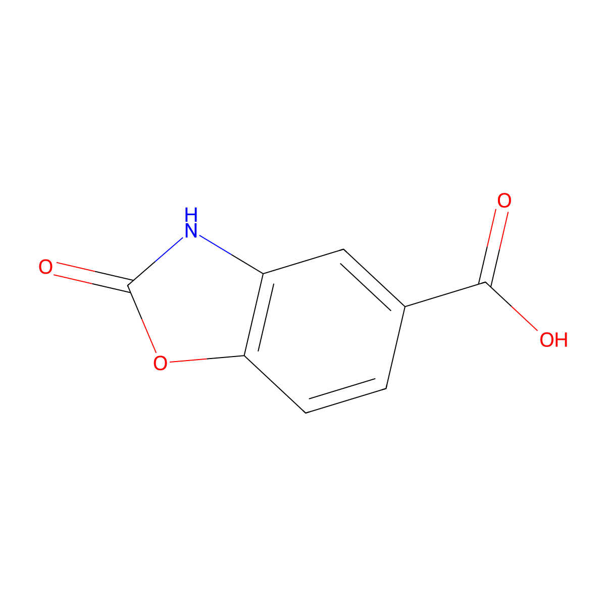 2-Oxo-2,3-dihydro-1,3-benzoxazole-5-carboxylic acid molecular structure, CAS 65422-72-2