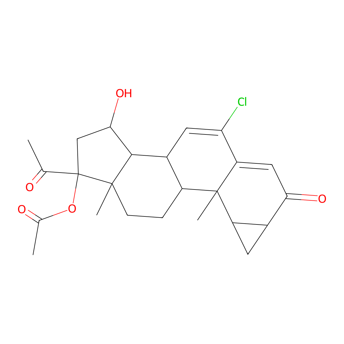 17-Hydroxycyproterone acetate molecular structure, CAS 65423-26-9