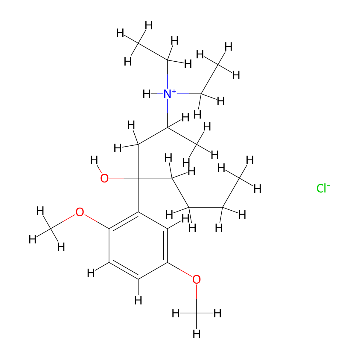 4-Octanol, 2-diethylamino-4-(2,5-dimethoxyphenyl)-, hydrochloride molecular structure, CAS 65424-59-1