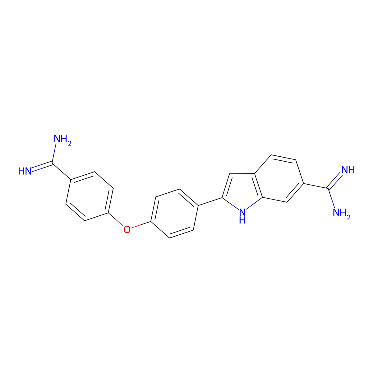 2-[4-(4-carbamimidoylphenoxy)phenyl]-1H-indole-6-carboximidamide molecular structure, CAS 65426-89-3