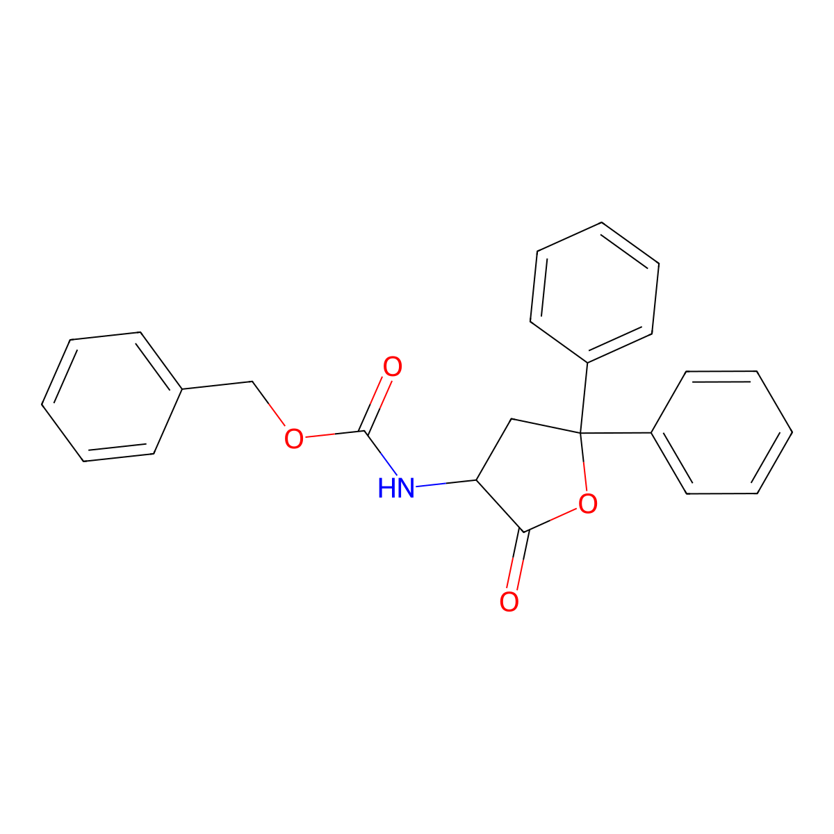 Benzyl (2-oxo-5,5-diphenyloxolan-3-yl)carbamate molecular structure, CAS 65427-46-5