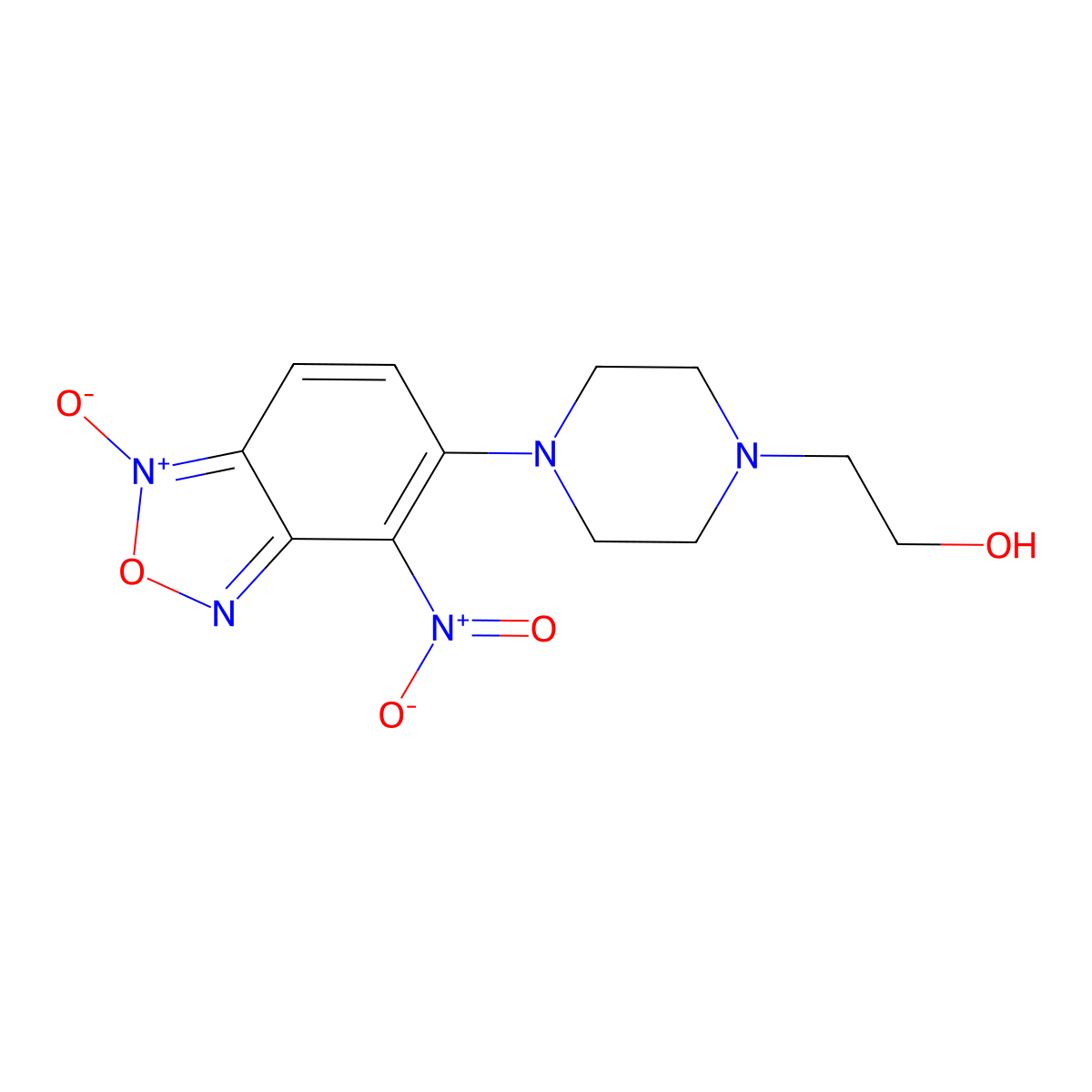 Benzofurazan, 5-(4-(2-hydroxyethyl)-1-piperazinyl)-4-nitro-, 1-oxide molecular structure, CAS 65427-76-1