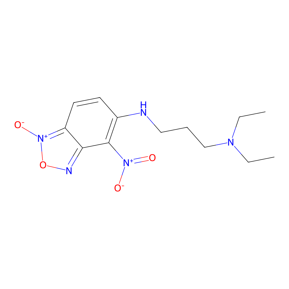 Benzofurazan, 5-(3-(diethylamino)propylamino)-4-nitro-, 1-oxide molecular structure, CAS 65427-78-3