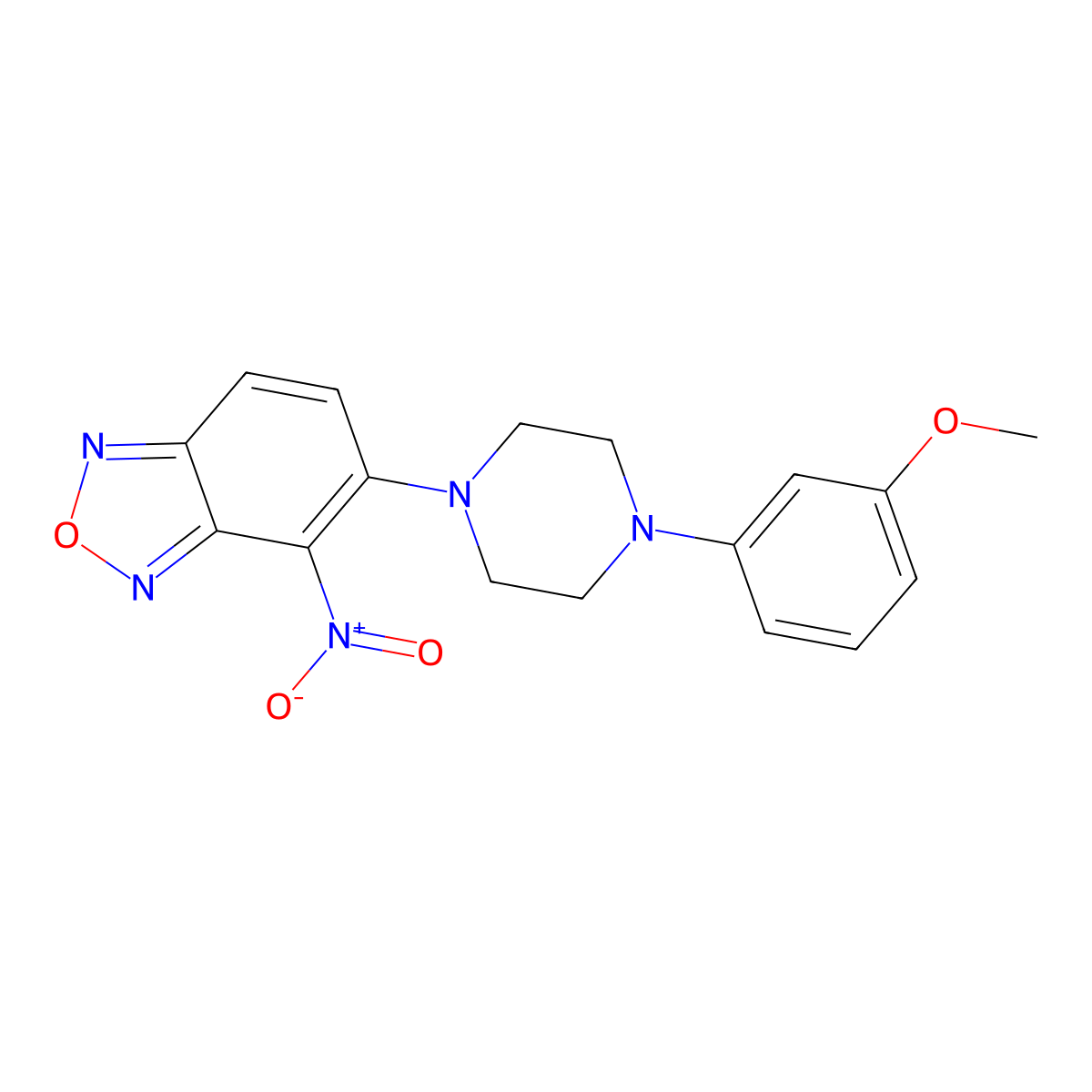Benzofurazan, 5-(4-(3-methoxyphenyl)-1-piperazinyl)-4-nitro- molecular structure, CAS 65427-81-8
