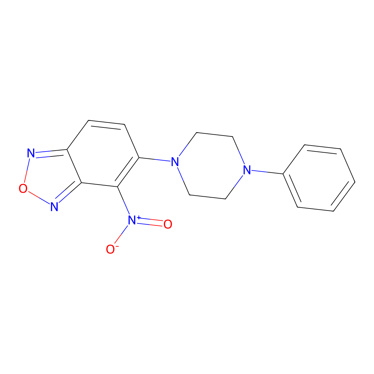Benzofurazan, 4-nitro-5-(4-phenyl-1-piperazinyl)- molecular structure, CAS 65427-83-0