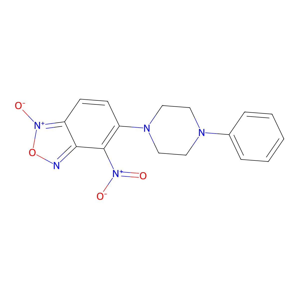 Benzofurazan, 4-nitro-5-(4-phenyl-1-piperazinyl)-, 1-oxide molecular structure, CAS 65427-84-1