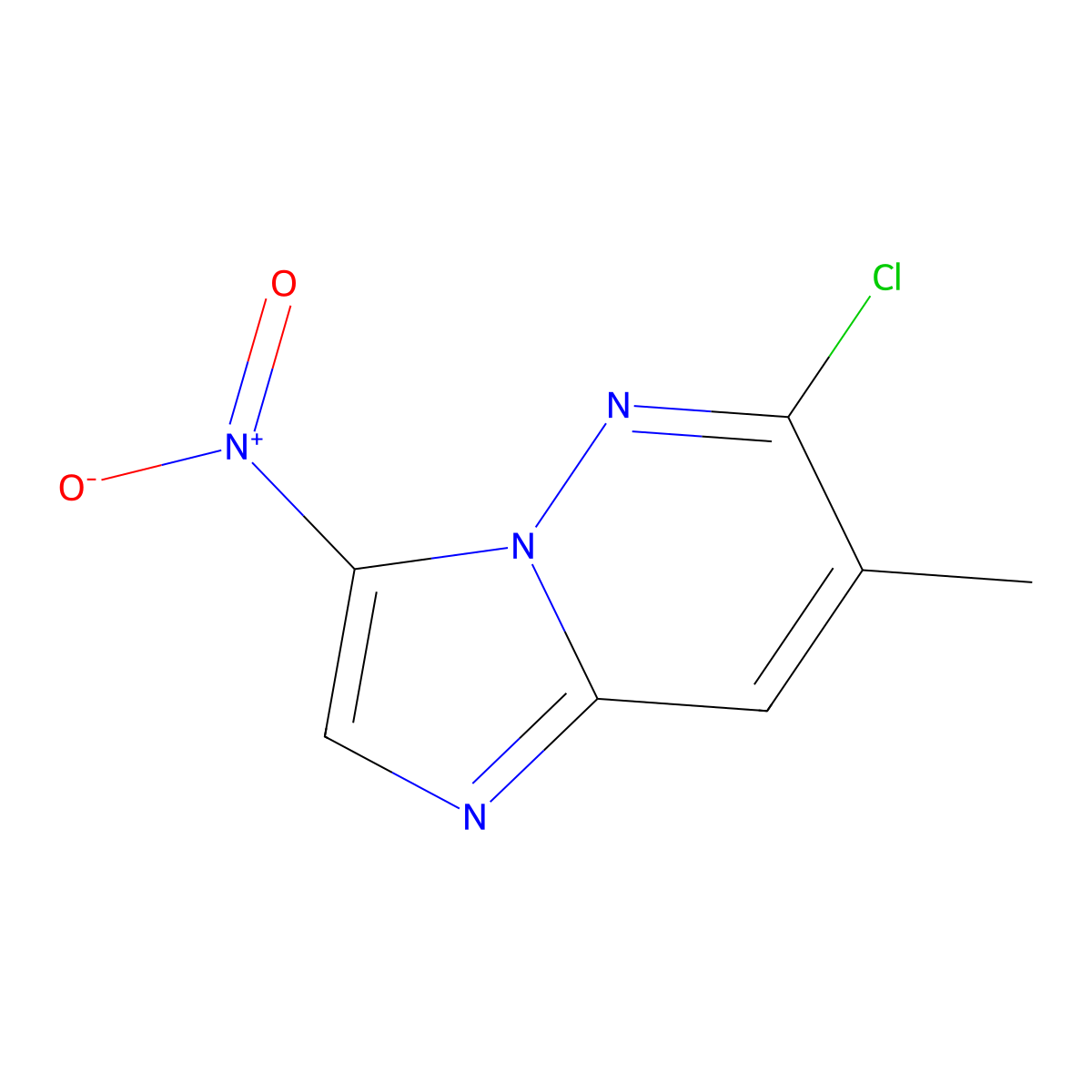 6-Chloro-7-methyl-3-nitroimidazo[1,2-b]pyridazine molecular structure, CAS 65429-62-1