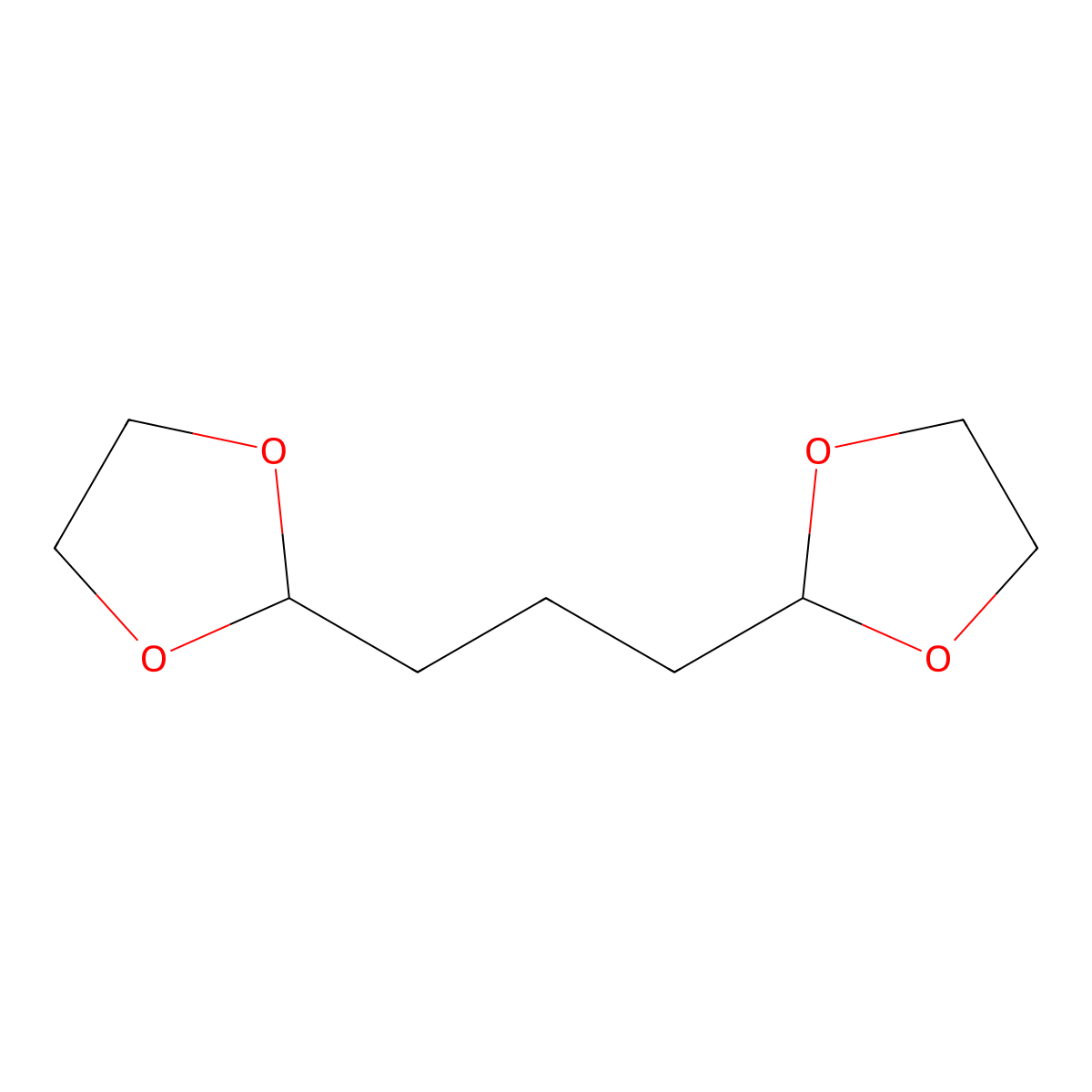 1,3-Dioxolane, 2,2'-(1,3-propanediyl)bis- molecular structure, CAS 6543-04-0