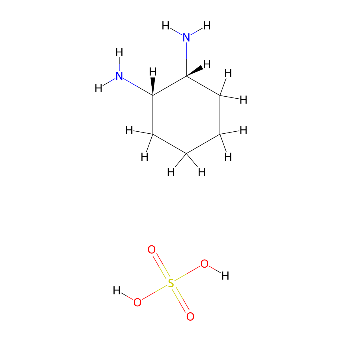 (1R,2S)-cyclohexane-1,2-diamine; sulfuric acid molecular structure, CAS 65433-80-9