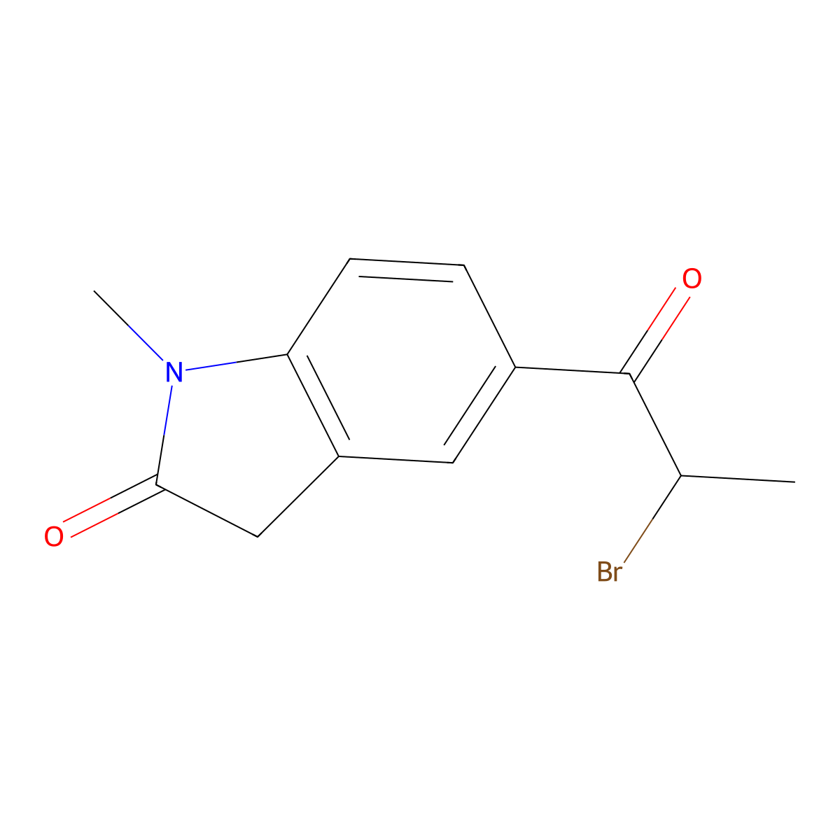 5-(2-bromopropanoyl)-1-methyl-2,3-dihydro-1H-indol-2-one molecular structure, CAS 65435-06-5