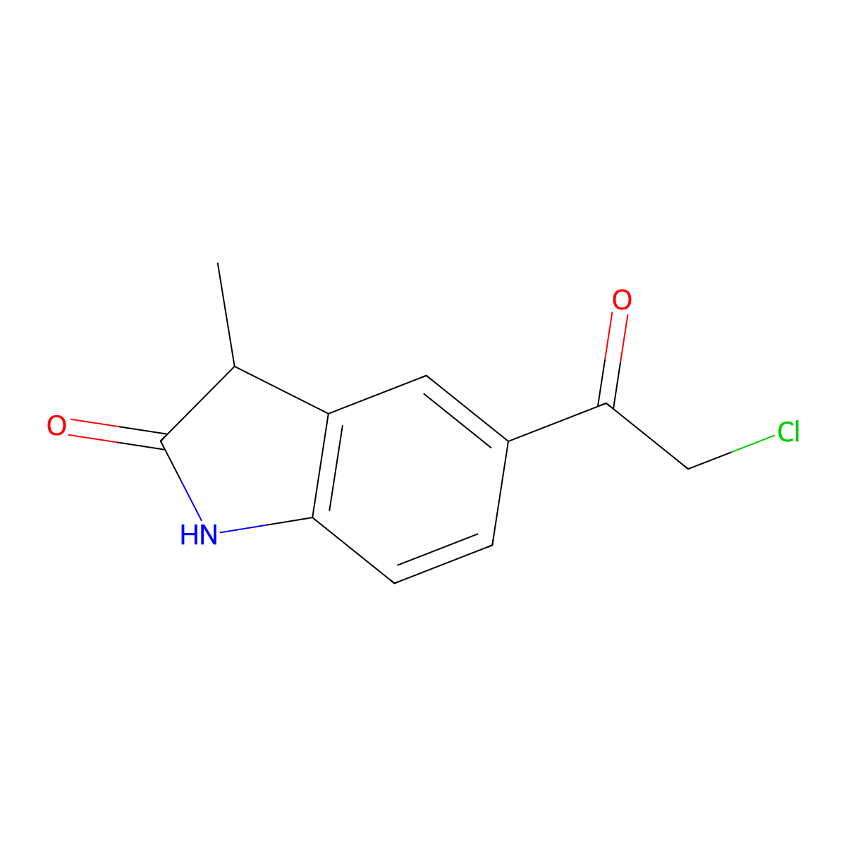 5-(2-chloroacetyl)-3-methyl-2,3-dihydro-1H-indol-2-one molecular structure, CAS 65435-07-6