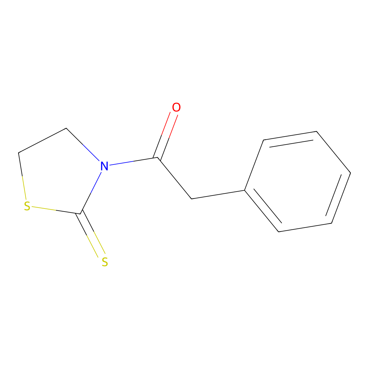 2-Phenyl-1-(2-thioxothiazolidin-3-yl)ethan-1-one molecular structure, CAS 65439-58-9