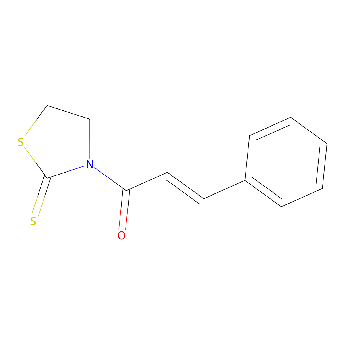3-Phenyl-1-(2-sulfanylidene-1,3-thiazolidin-3-yl)prop-2-en-1-one molecular structure, CAS 65439-63-6