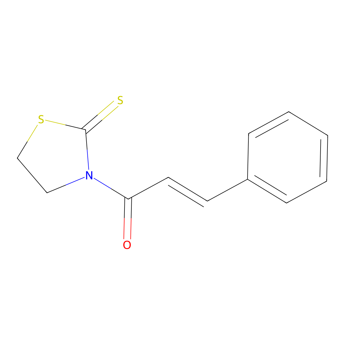 3-Phenyl-1-(2-sulfanylidene-1,3-thiazolidin-3-yl)prop-2-en-1-one molecular structure, CAS 65439-63-6