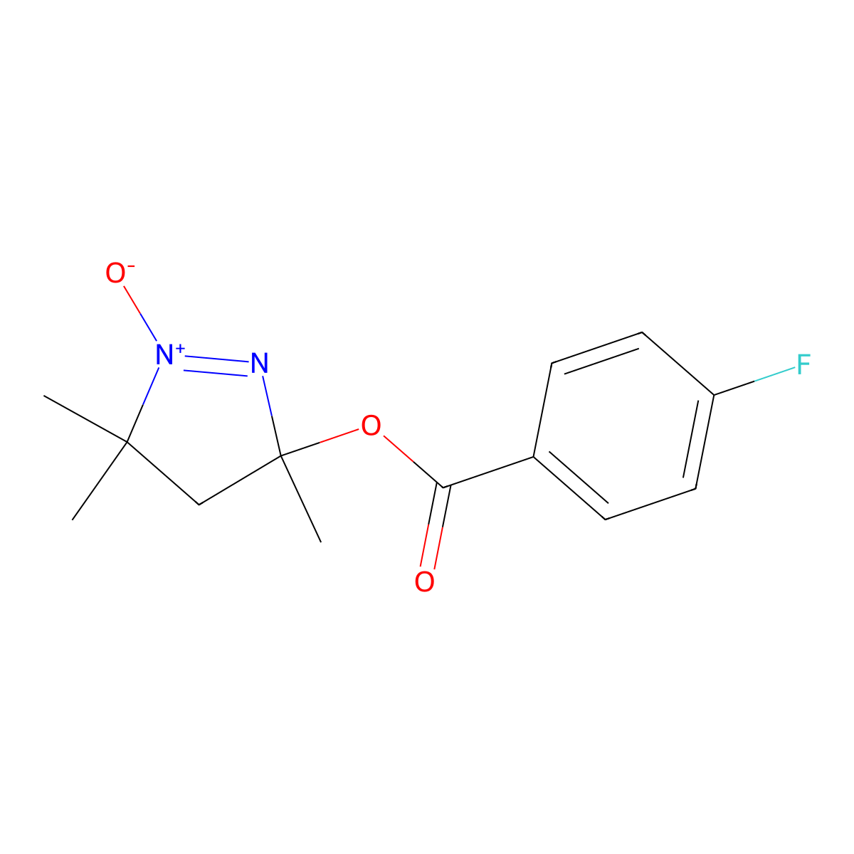 (3,5,5-trimethyl-1-oxido-4H-pyrazol-1-ium-3-yl) 4-fluorobenzoate molecular structure, CAS 65441-88-5