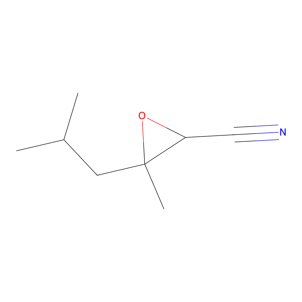 3-Methyl-3-(2-methylpropyl)oxirane-2-carbonitrile molecular structure, CAS 65445-45-6