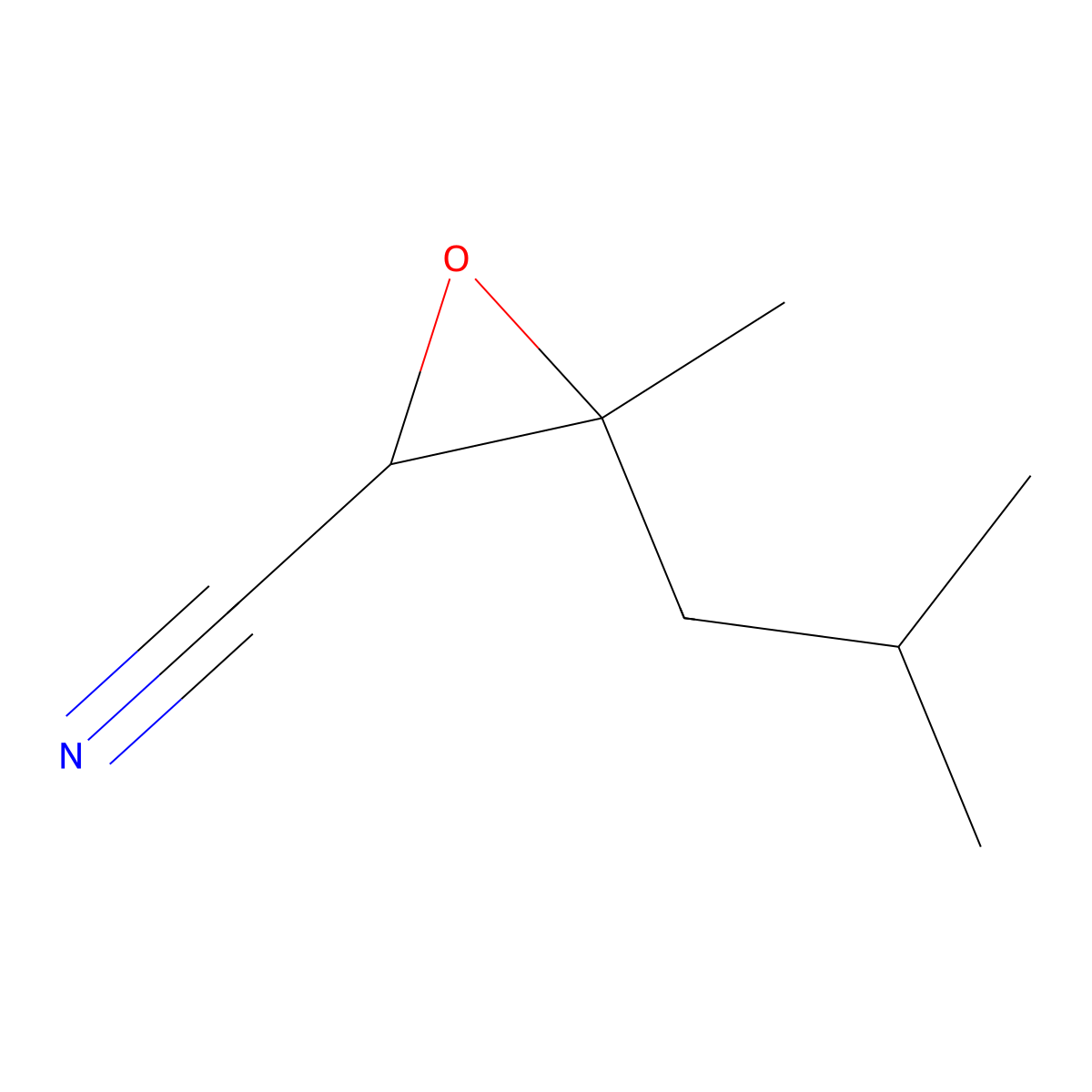 3-Methyl-3-(2-methylpropyl)oxirane-2-carbonitrile molecular structure, CAS 65445-45-6