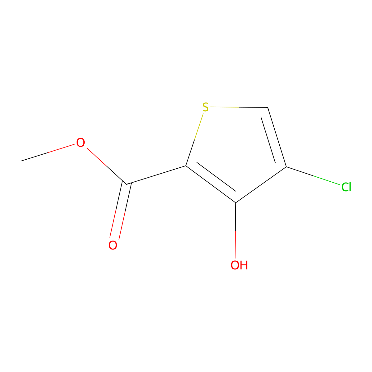 Methyl 4-chloro-3-hydroxythiophene-2-carboxylate molecular structure, CAS 65449-59-4