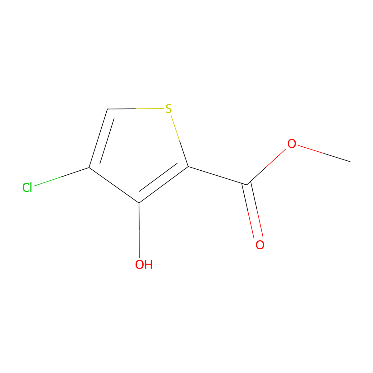 Methyl 4-chloro-3-hydroxythiophene-2-carboxylate molecular structure, CAS 65449-59-4