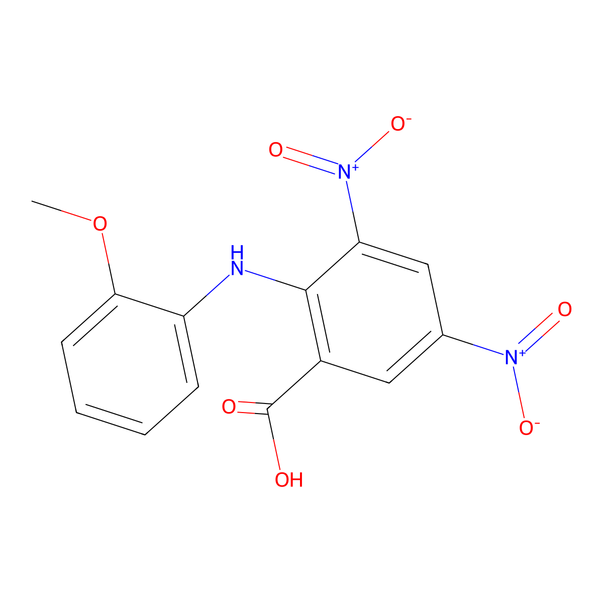 2-(2-Methoxyanilino)-3,5-dinitrobenzoic acid molecular structure, CAS 65462-57-9