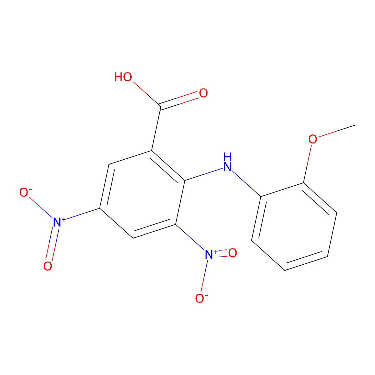 2-(2-Methoxyanilino)-3,5-dinitrobenzoic acid molecular structure, CAS 65462-57-9