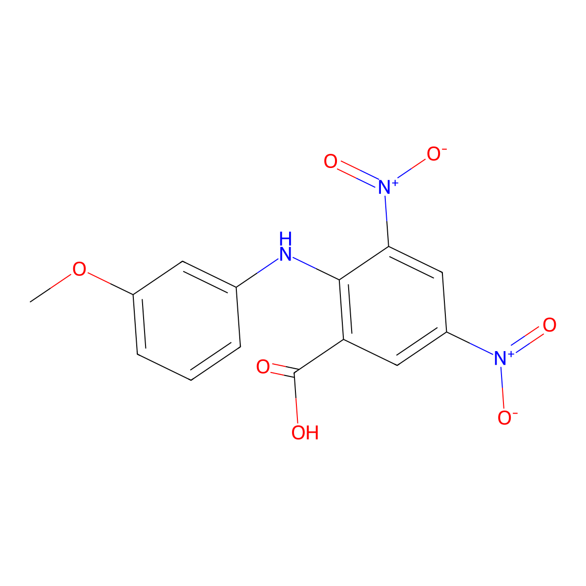 2-[(3-Methoxyphenyl)amino]-3,5-dinitrobenzoic acid molecular structure, CAS 65462-58-0