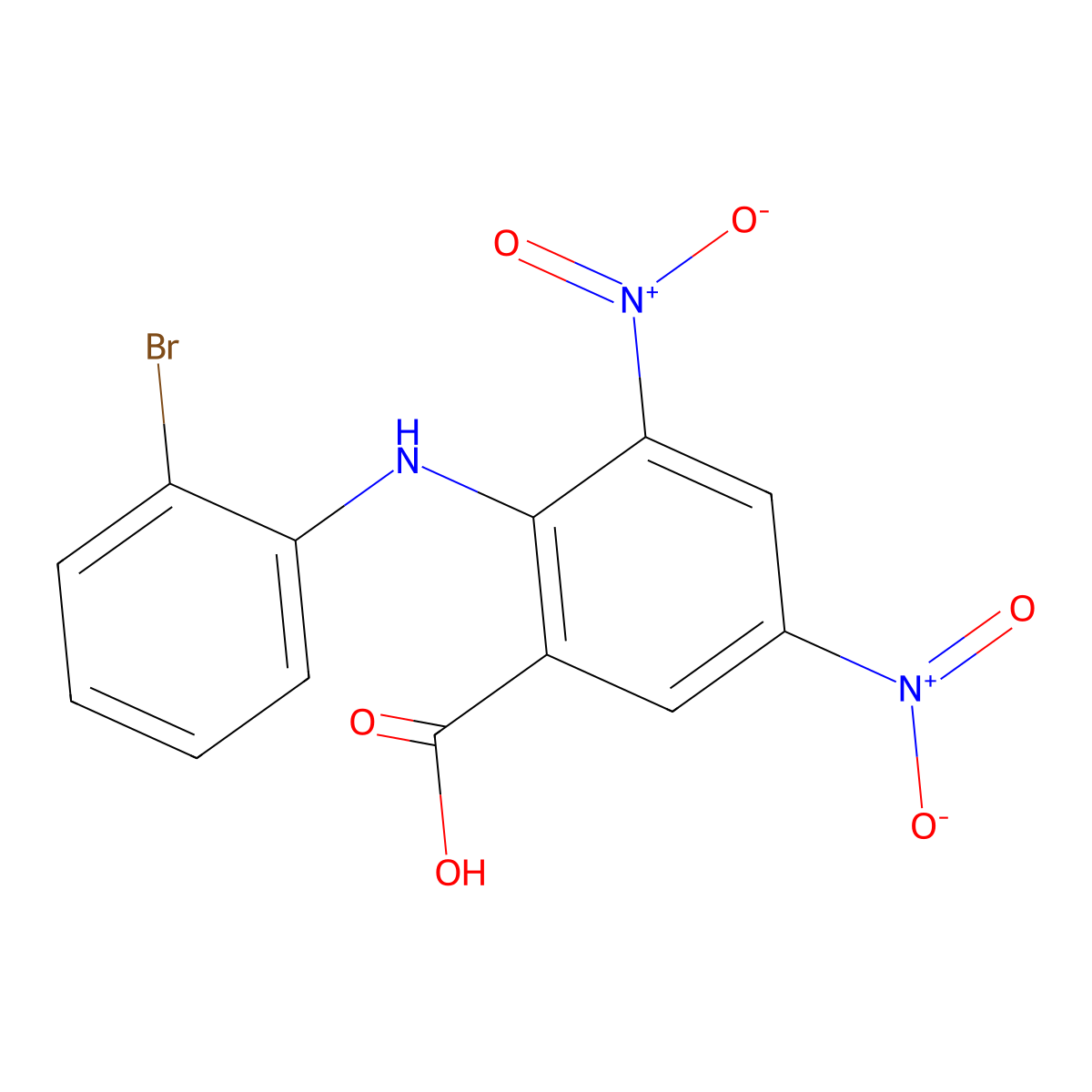 2-[(2-Bromophenyl)amino]-3,5-dinitrobenzoic acid molecular structure, CAS 65462-62-6