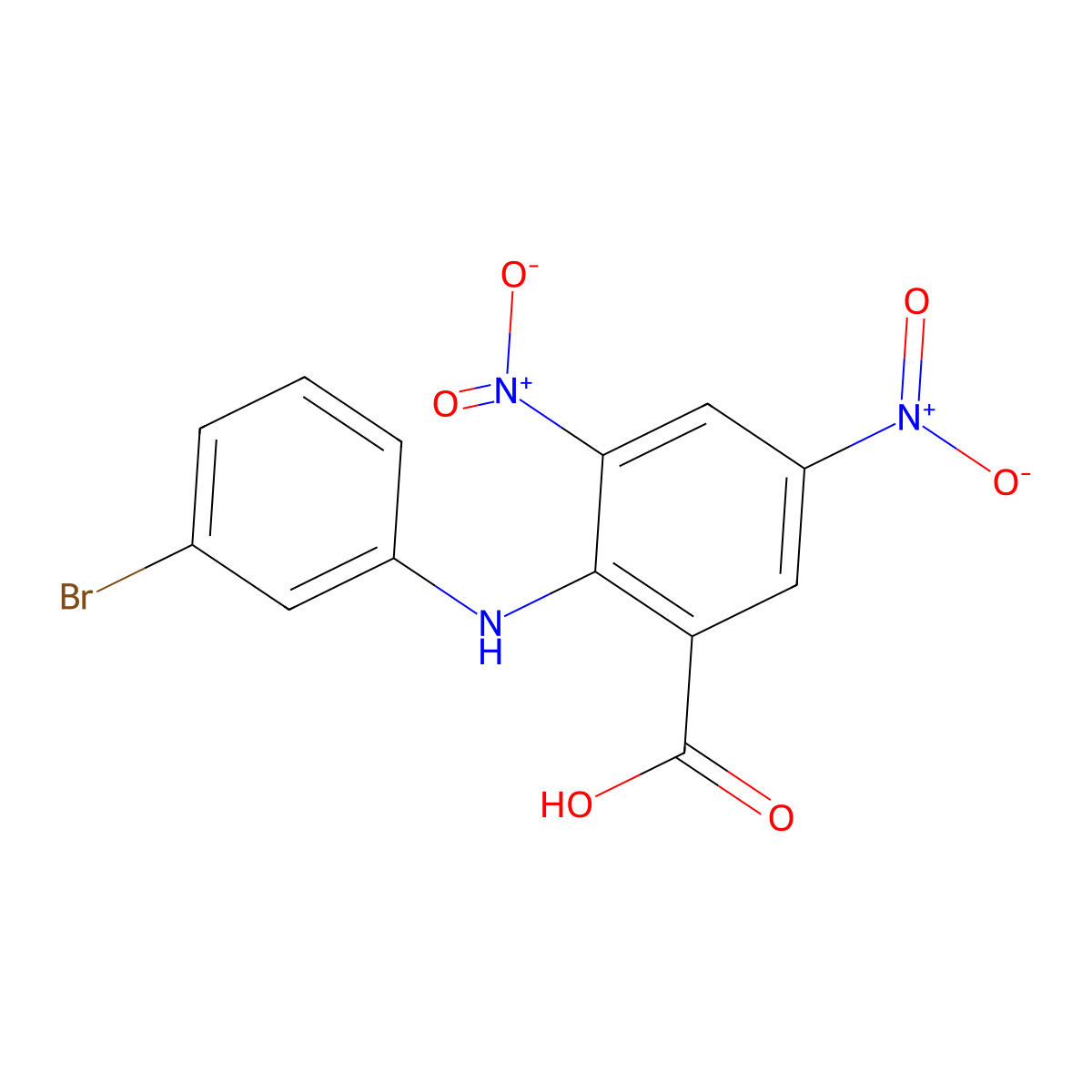 2-[(3-Bromophenyl)amino]-3,5-dinitrobenzoic acid molecular structure, CAS 65462-63-7