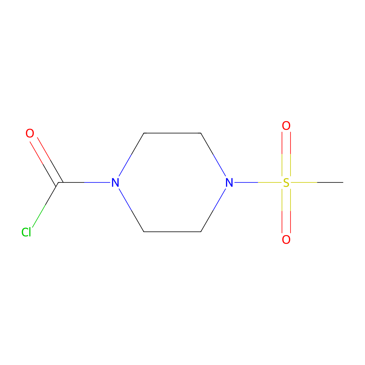 1-Piperazinecarbonyl chloride, 4-(methylsulfonyl)- molecular structure, CAS 65463-96-9