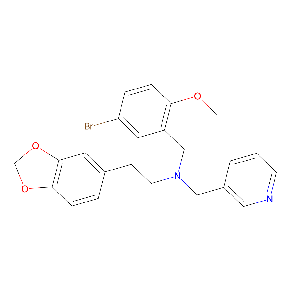 2-(1,3-benzodioxol-5-yl)-N-[(5-bromo-2-methoxyphenyl)methyl]-N-(pyridin-3-ylmethyl)ethanamine molecular structure, CAS 654633-95-1
